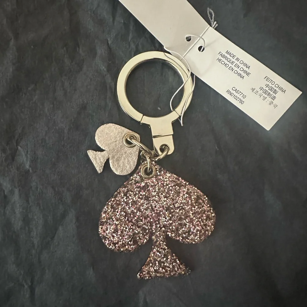 Kate Spade Glitter Rose Gold Spade Keychain &‎ Bag Charm New